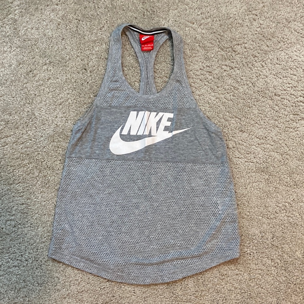 NIKE Racerback Logo Tank Grey Vent